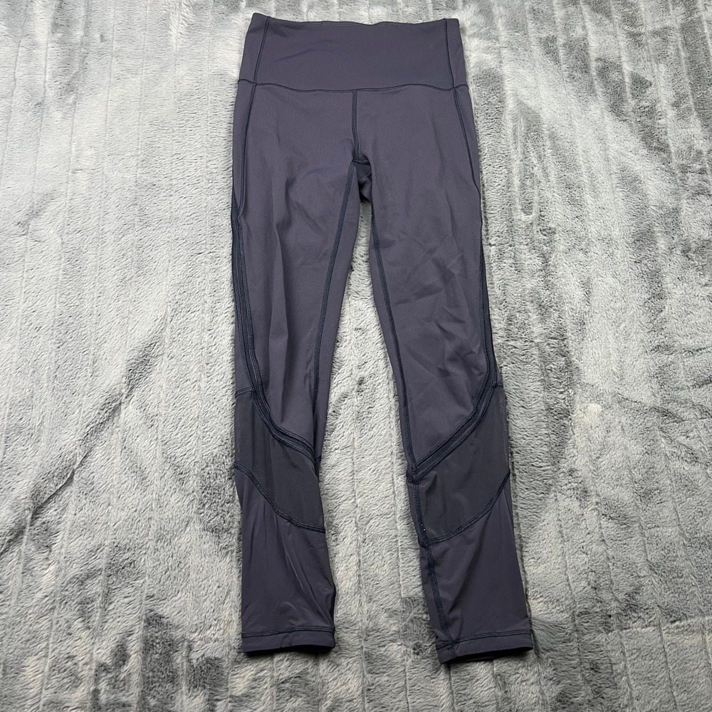 Lululemon High Rise Mesh Panel Leggings Dark Purple Athletic Tights 14055